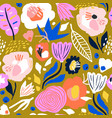 seamless cut out style floral pattern tropical vector image