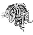 outline of tiger head design vector image