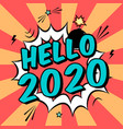 colorful poster 2020 in pop art style with bomb vector image vector image