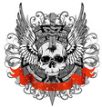 skull punched by sword vector image
