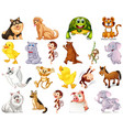 set of animal cartoon character vector image