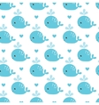 cute background with cartoon blue whales vector image
