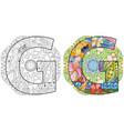 letter g monogram on mandala engraving design vector image vector image