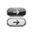 oval buttons with arrow black and white icons vector image