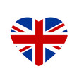 grunge flag great britain uk in shape heart vector image