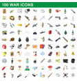 100 war icons set cartoon style vector image