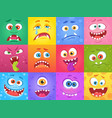 cartoon funny monster faces in squares cute vector image