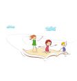 kids flying on book vector image vector image