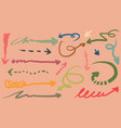 various doodle arrows colorful with direction vector image