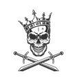 vintage prince skull in crown vector image