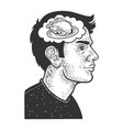 man thinking about food sketch vector image vector image