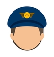 front face pilot with hair and hat vector image