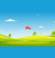 golf field flag green grass tree outdoor sport vector image