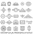 set of thin linear ecology labels and font vector image vector image