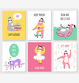cute sloths cards funny animals in different vector image vector image