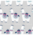 cartoon llama alpaca seamless pattern vector image vector image