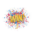 isolated win golden word and colorful vector image