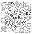set of hand drawn doodle hearts vector image