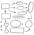 doodle lines arrows circles and curves hand vector image