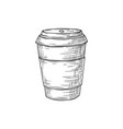 paper coffee cup with lid isolated monochrome icon vector image vector image