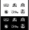 set isolated icons fishing fisherman club logo vector image