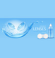 contact lenses and solution bottle mock up banner vector image