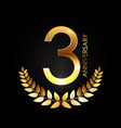 golden template logo 3 years anniversary vector image