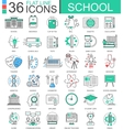 school color flat line outline icons vector image