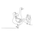 draw a continuous line three goose vector image