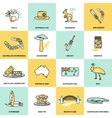 australia icons set flat line vector image vector image