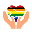 flag pride lgbt in heart with hand vector image