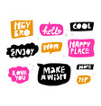 lettering in multicolor speech bubbles set vector image