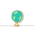continuous one line drawing round world globe map vector image