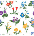 pattern of various drawn flowers vector image
