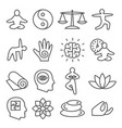 meditation line icons set on white background vector image