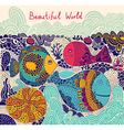 decorative fish background vector image vector image