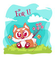 greeting card cute cartoon fox vector image