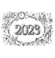 new year party 2023 doodle elements in white vector image vector image