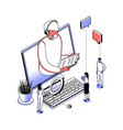 remote work - modern line isometry design style vector image