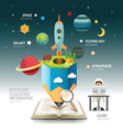 open book infographic atmosphere pencil with rocke vector image vector image