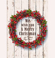 christmas wreath on a rustic background vector image vector image