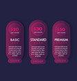 banner for tariffs with prices design vector image vector image