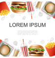 realistic colorful fast food background vector image