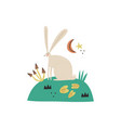 cartoon hare character hand vector image