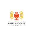 music records logo design template microphone vector image