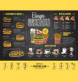vintage chalk drawing burger menu design vector image