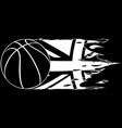 basket ball in white line on black background vector image vector image