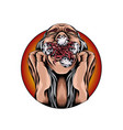 eye monster out of mouth vector image