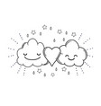 cute clouds cartoon in black and white vector image