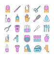 manicure and pedicure color icons set vector image